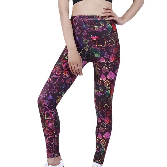 UNBRANDED heart leggings Medium read measurements A-14 - Picture 4 of 8